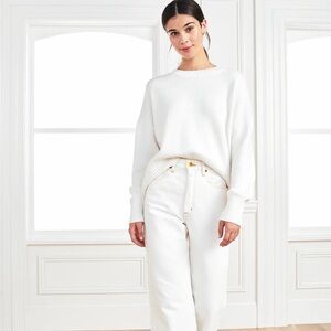 Quince 100% Organic Cotton Boyfriend Crew Sweater (S/ Ivory